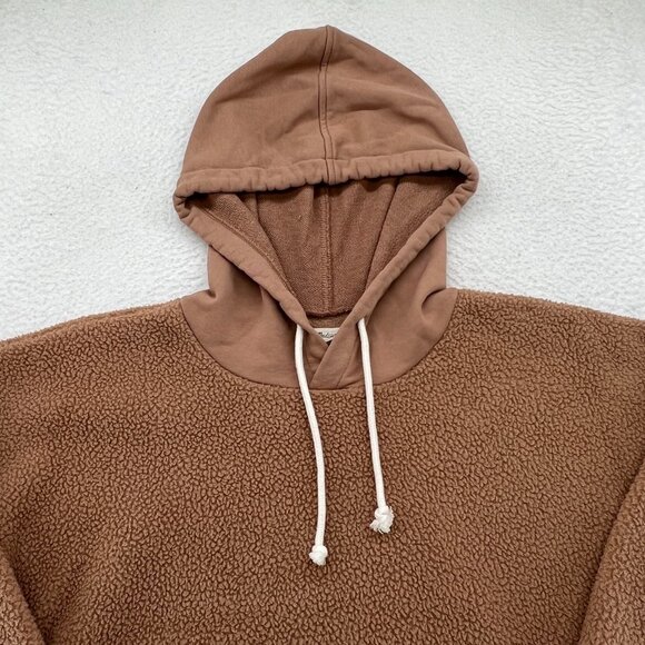 Madewell Women's Tan Resourced Fleece Bubble-Sleeve Hoodie Sweatshirt Size Large - Picture 3 of 9